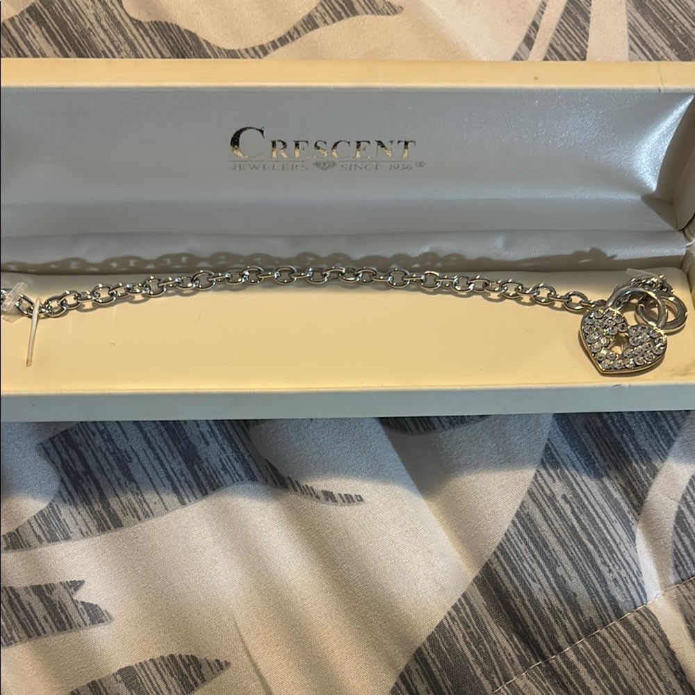 Crescent Silver Crystal Embellished Bracelet
